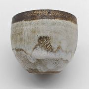 Trilogy of cups or Japanese-style goblets by the Danish ceramist Gutte Eriksen using RAKU technique.