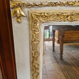 Patinated trumeau mirror beige and gold