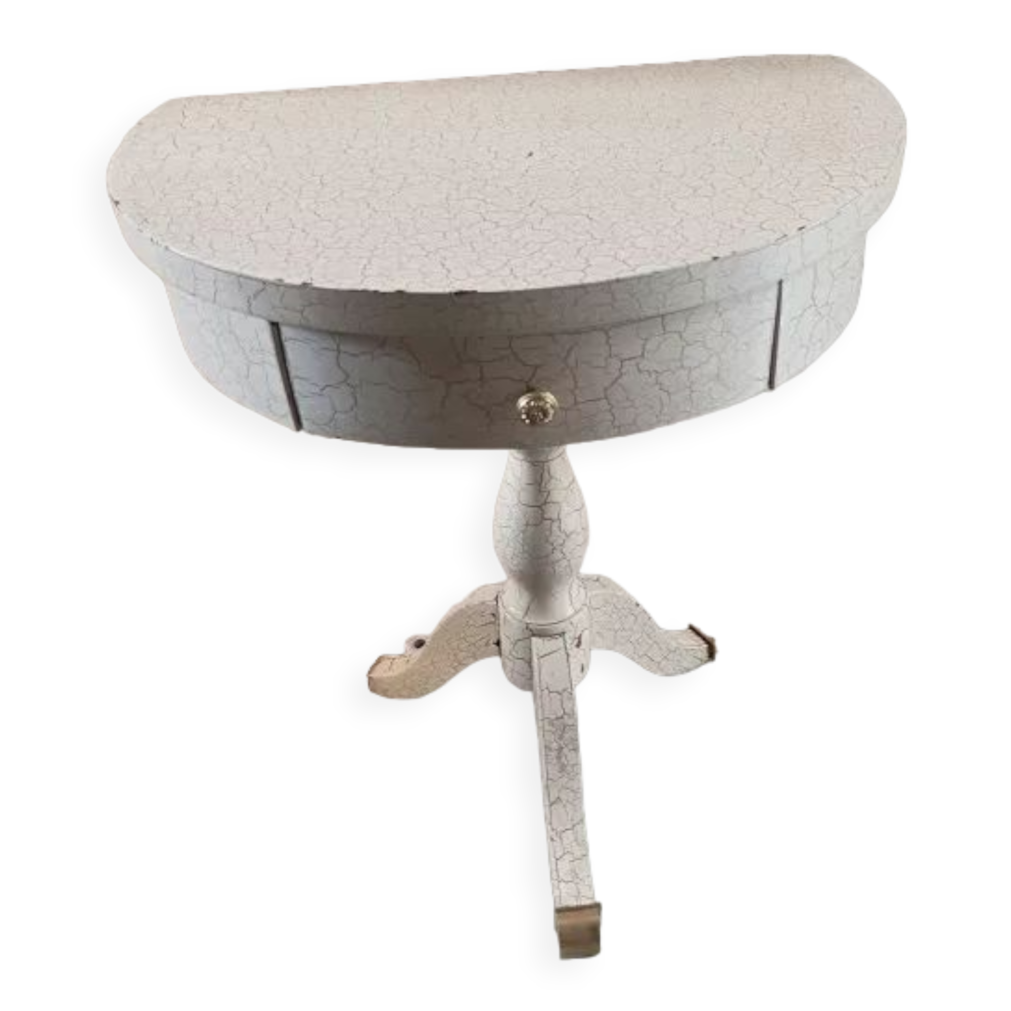 Bedside table console pedestal table drawer beige cracked gold wood