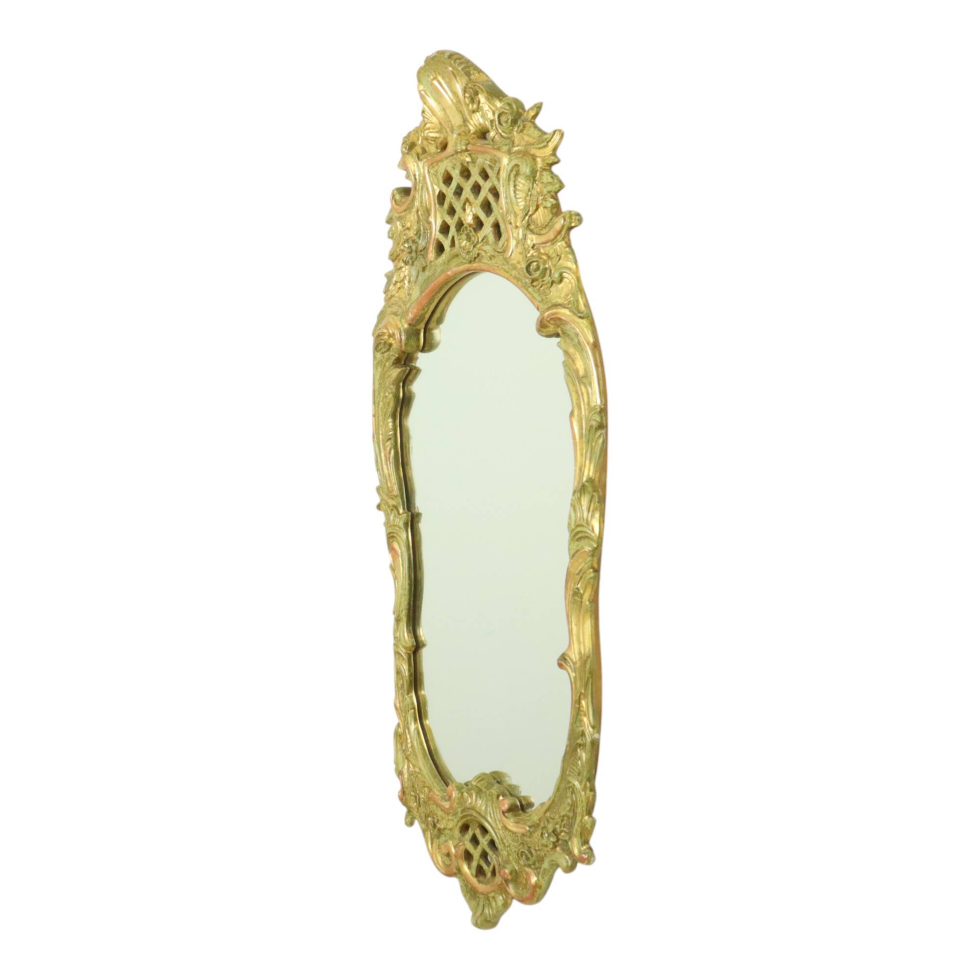 Large Swedish Mirror Gold Leaf Gilded Classic Rococo Style 119cm
