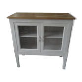 Pearl gray patina vintage oak top buffet