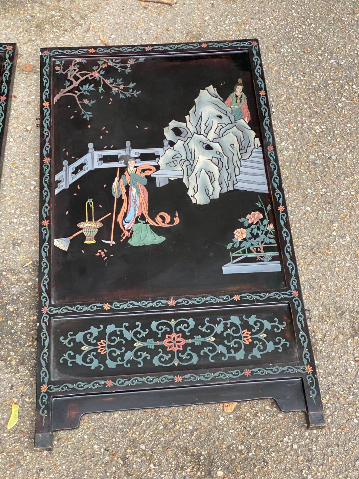 3 tableaux asiatiques en bois massif