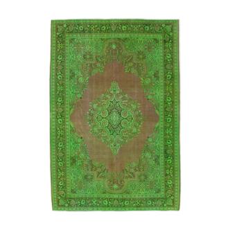 Tapis persan surteint 210 cm x 310 cm tapis en laine verte tissé à la main