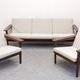 Scandinavian living room (3-seater sofa and 2 armchairs) in teak circa 1950