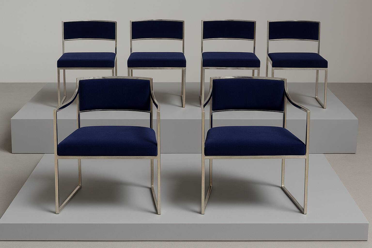 Set of 4 chairs and 2 armchairs model SQ by Willy Rizzo 1970