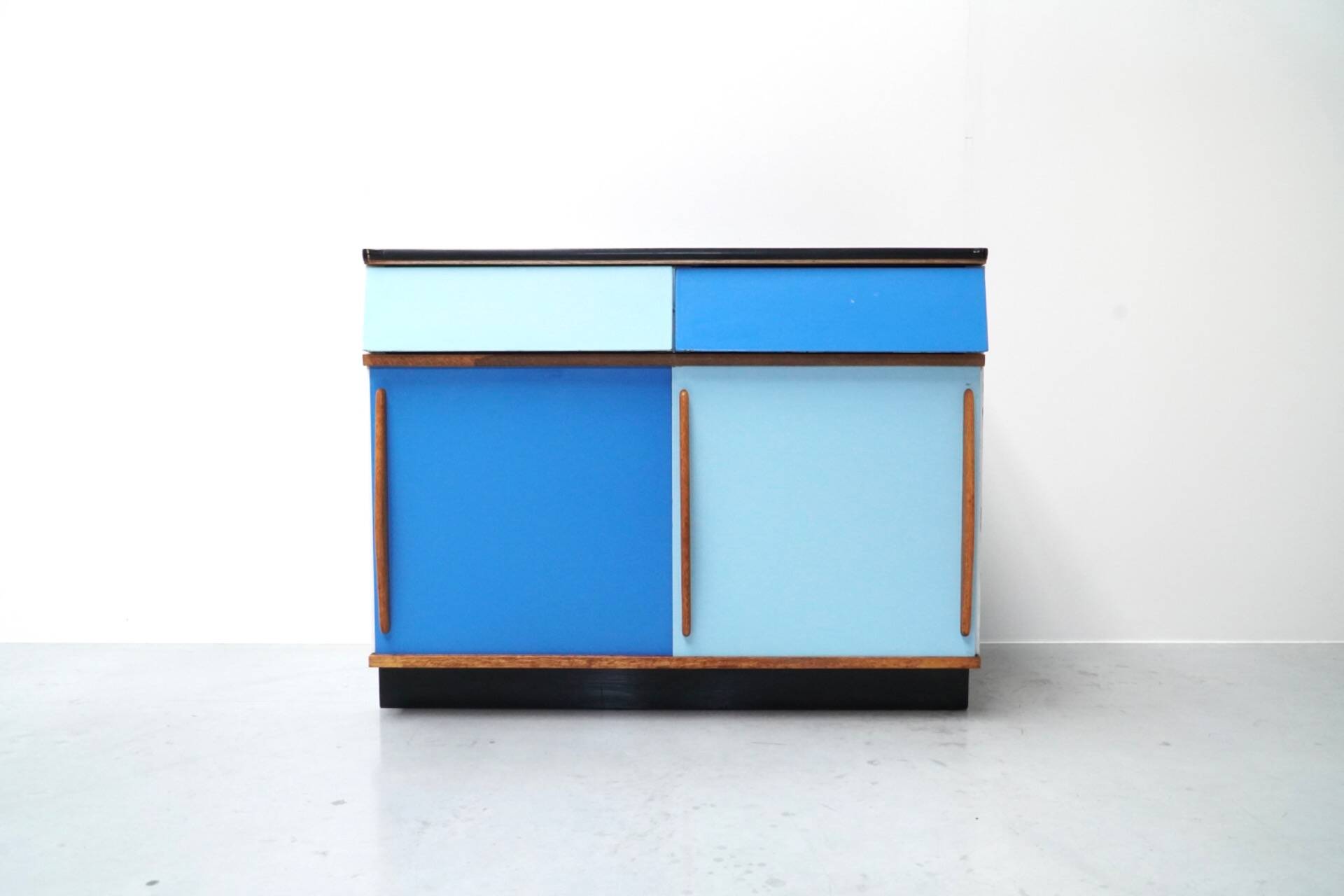 Willy Van Der Meeren, Blue Two-Tone Kitchen Cabinet for Tubax