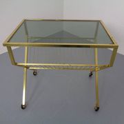 French brass and glass cart with magazine rack, 1960s