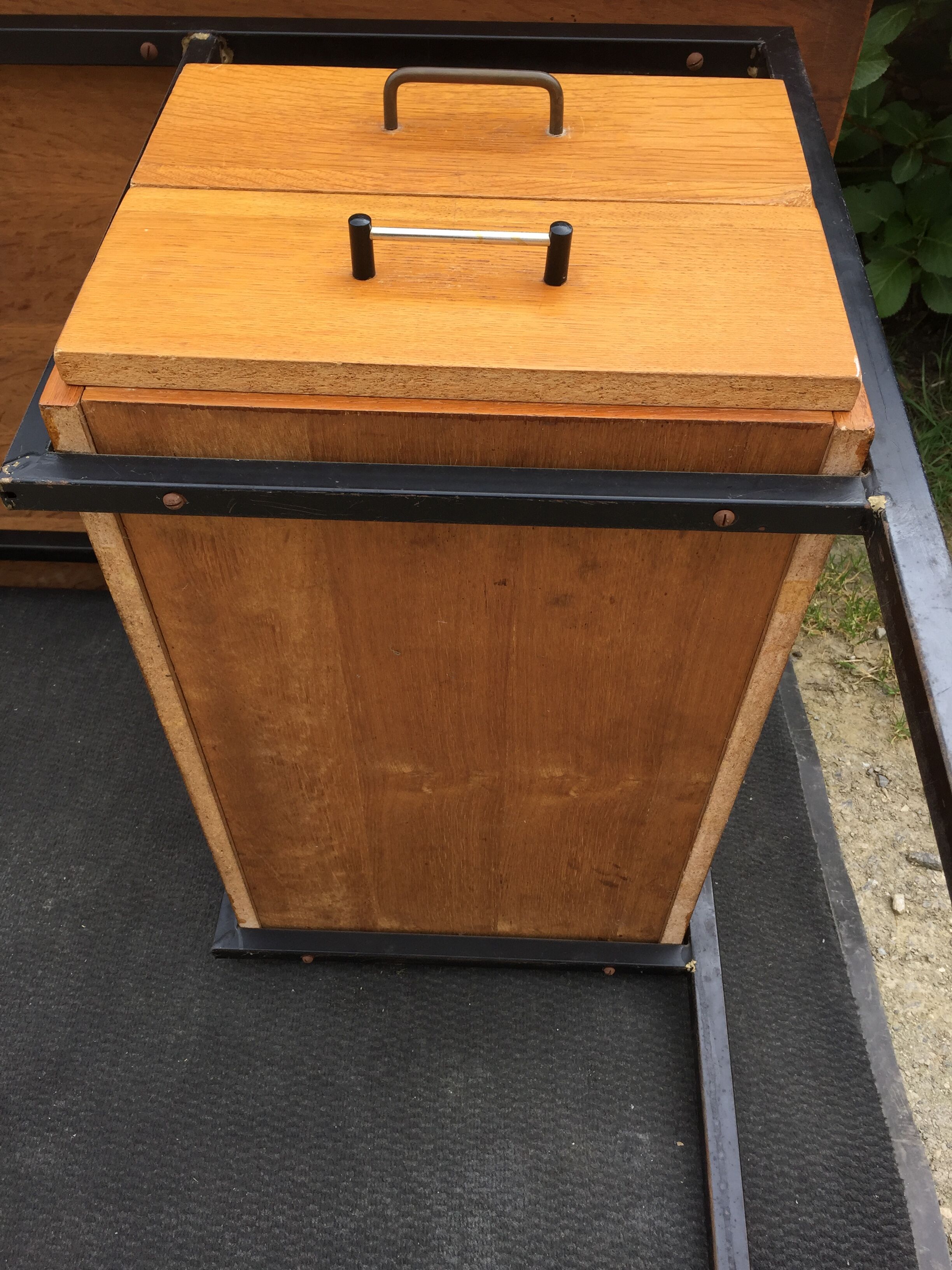 Vintage modernist office in oak and metal tubular base