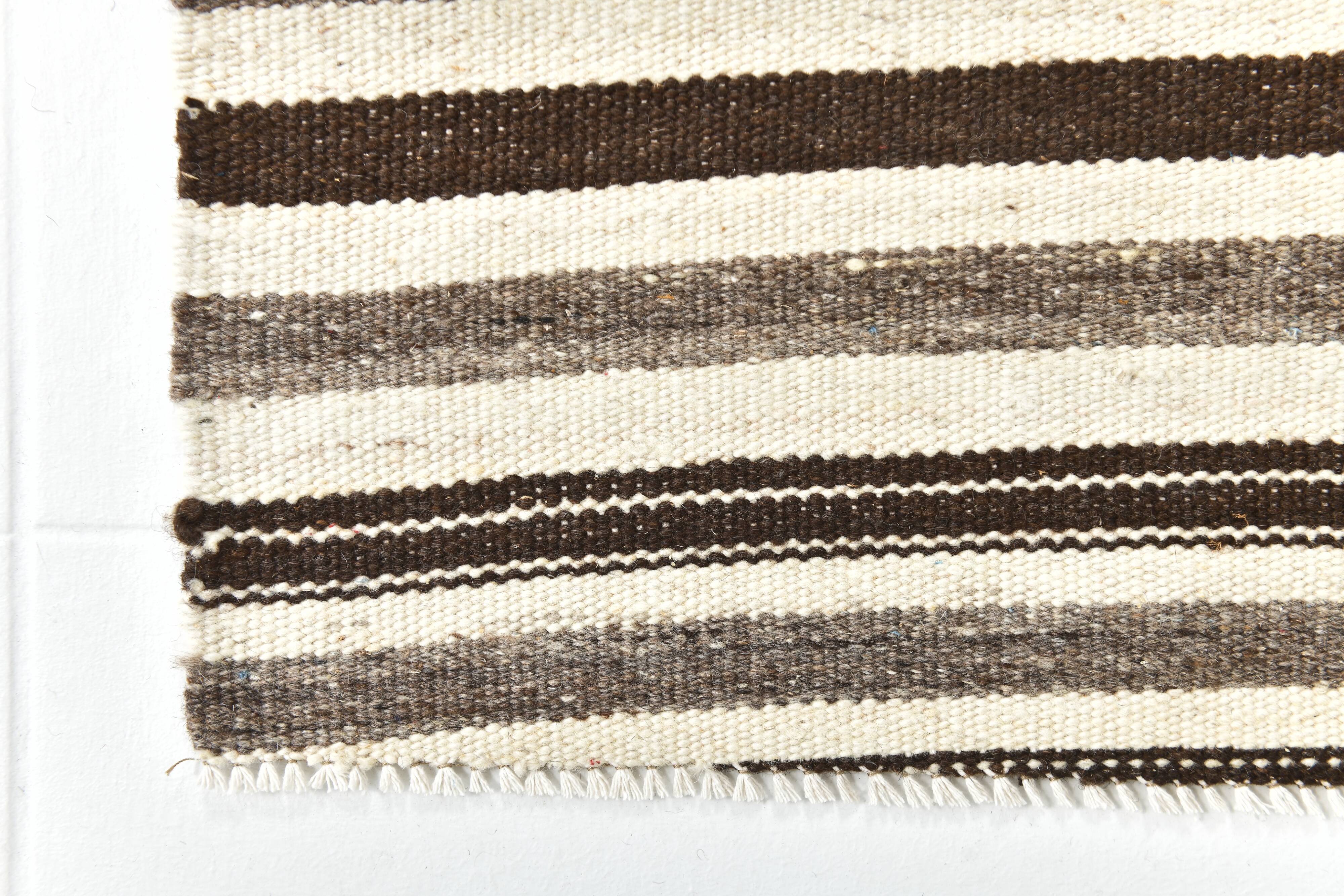 8x10 Dark Brown & Beige Kilim Rug 239x293Cm SK 35486