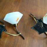 Pair of glass and brass wall light 50/60