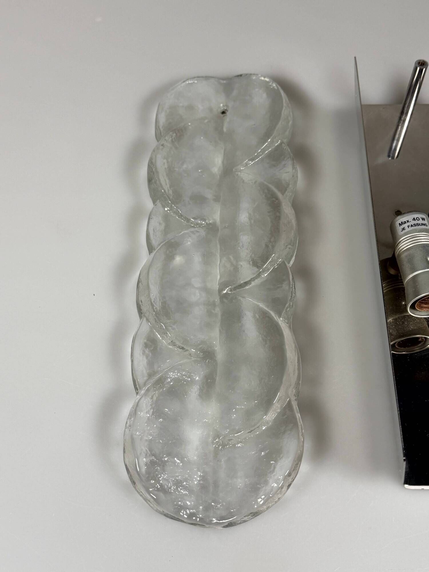 1960s 1970s Ice Glass Wall Sconce by J.T. Kalmar Franken KG Austria