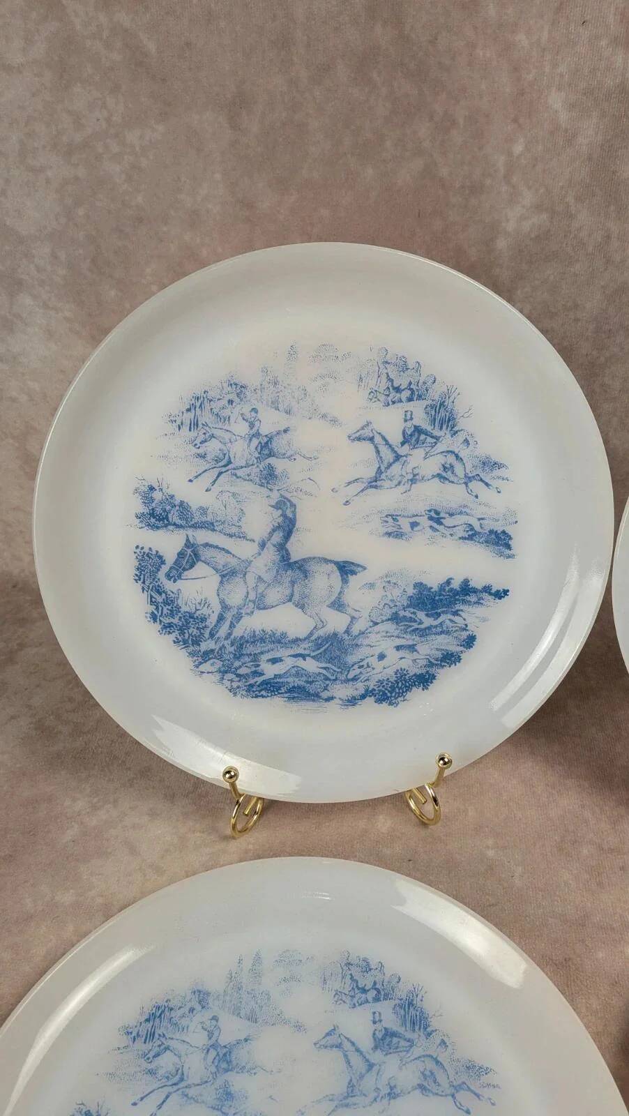 Lot de 6 assiettes Arcopal motif Chasse à courre