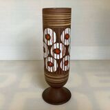 W Germany Round White and Red Matte and Enameled Vase