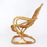 Italian Bamboo Armchair in the style of Tito Agnoli for Bonacina, 1960s
