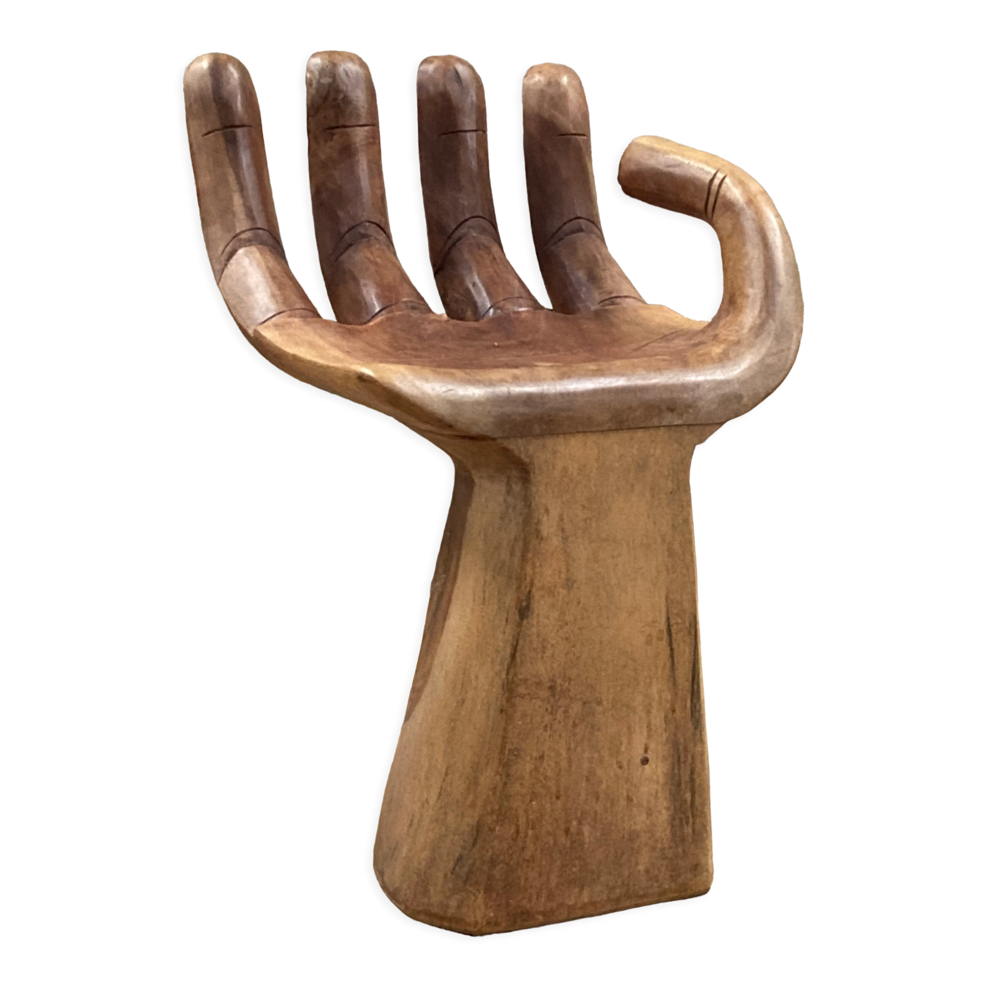 Unique vintage exotic wood hand chair, 70s