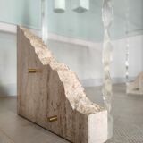 Travertine and glass coffee table