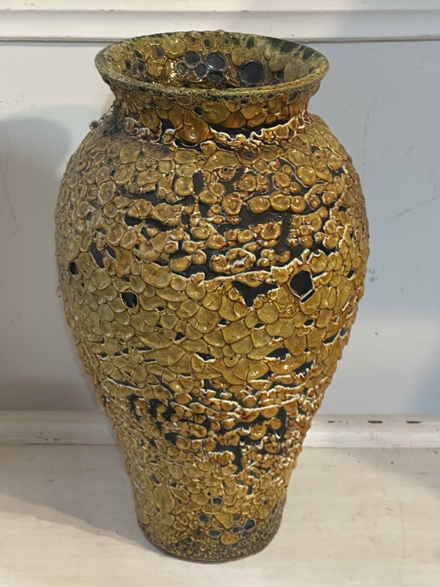 Large textured ceramic vase – 1960s/70s – H 40 cm