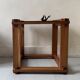 Modernist side table/nightstand in pine wood & smoked glass, 1970s design.