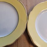 6 assiettes plates Lunéville Jonquille jaune et doré vintage