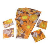 Round tablecloth and 4 napkins 70's