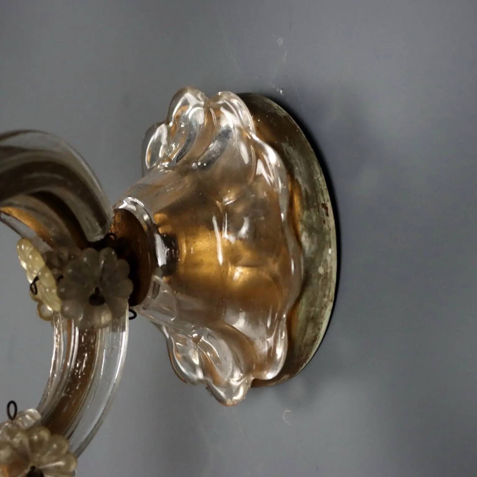 Appliques murales anciennes style Maria Theresa en métal et verre, Italie, XXe siècle