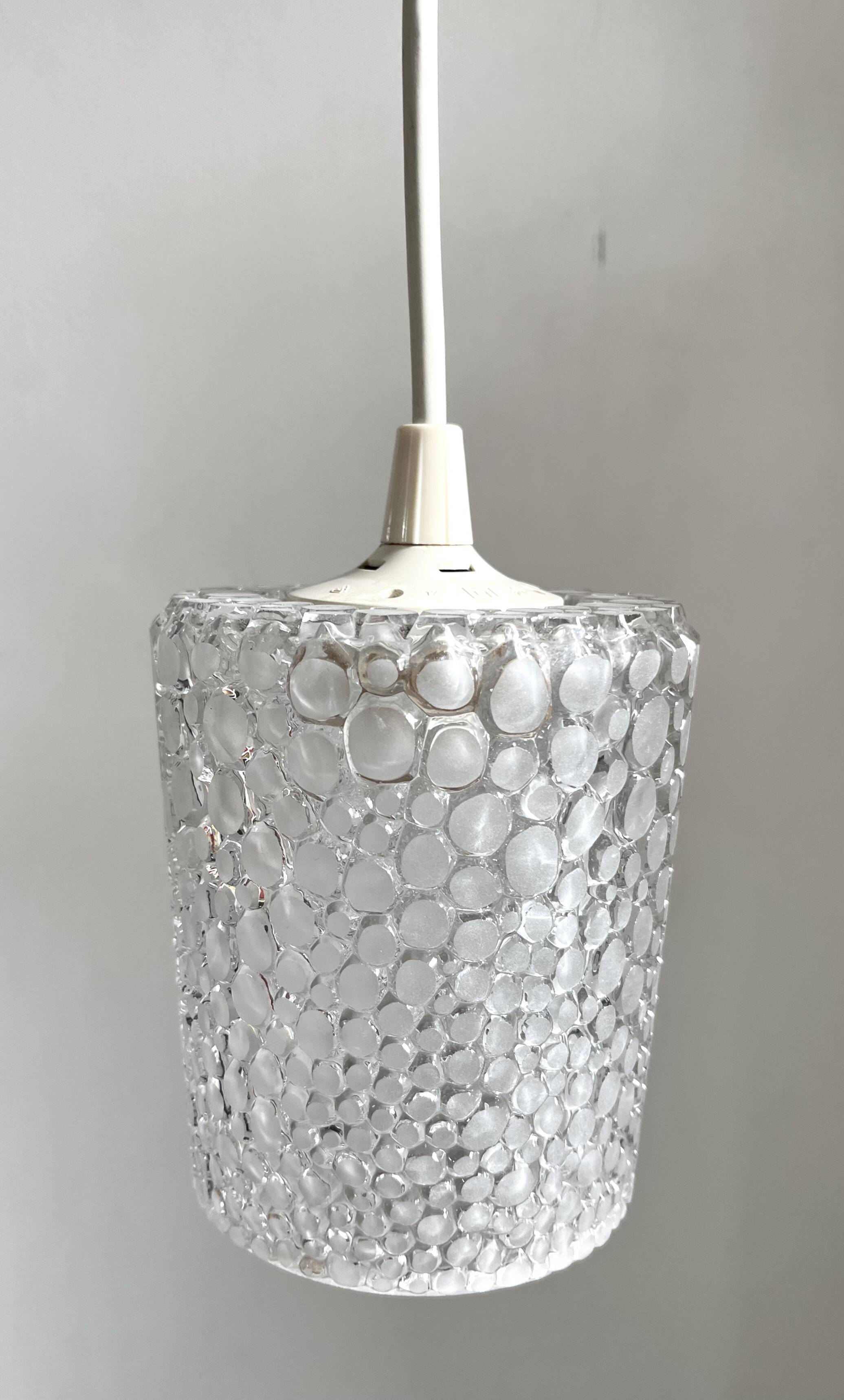 Small cylindrical glass bubble pendant light