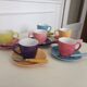 6 colorful coffee cups