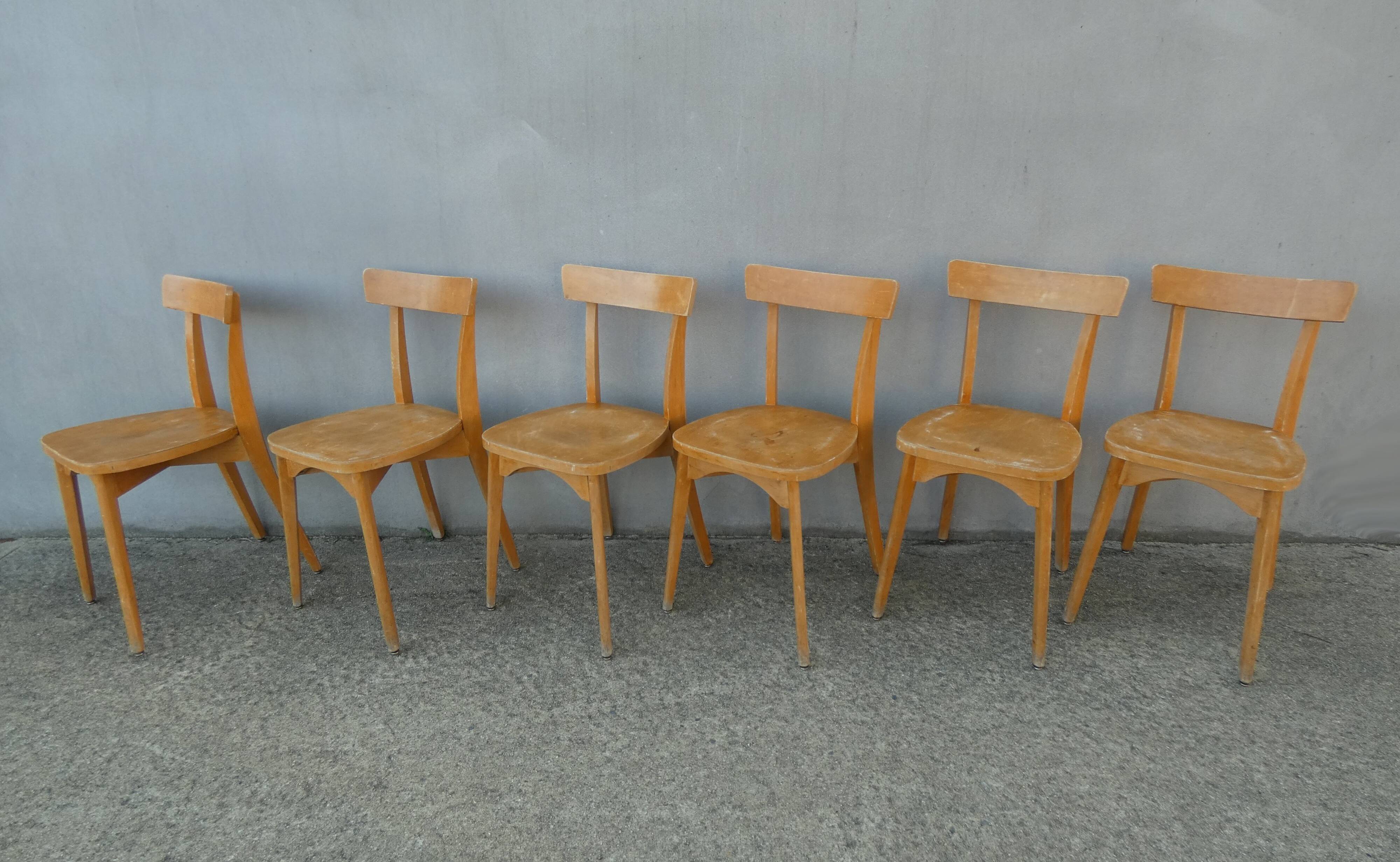 6 chaises de bistrot luterma vintage