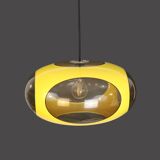 Rare suspension OVNI en forme d'œil d'insecte de l'ère spatiale Belgique massive couleur jaune