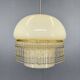 Mid-Century Opaline Glass Pendant Light with Brass Detail & Beads
