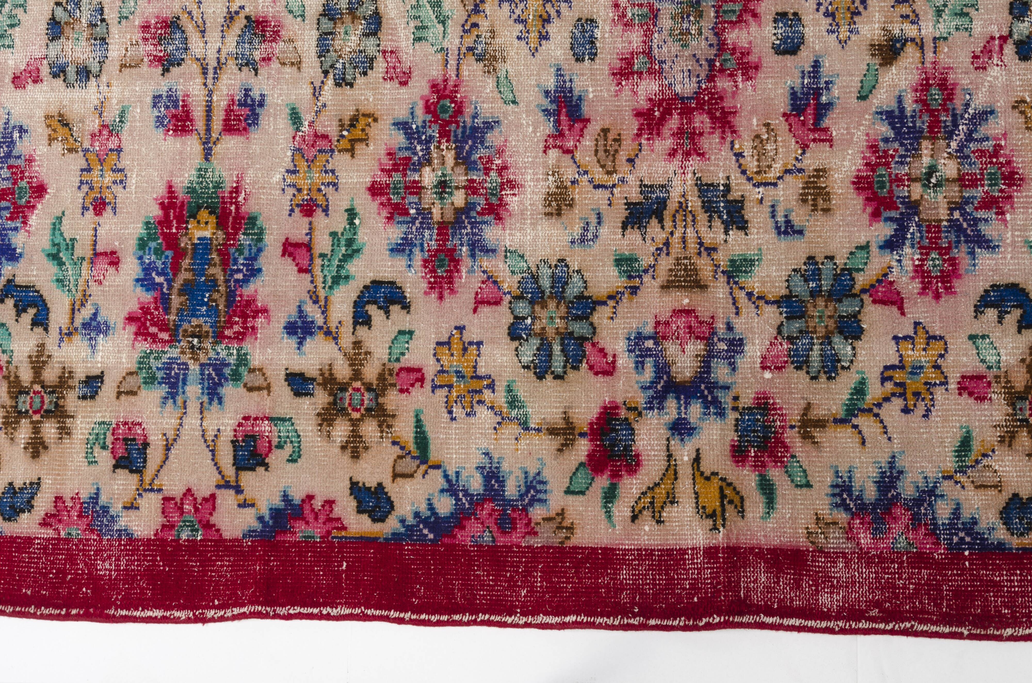 Handknotted Anatolian Floral Vintage Rug