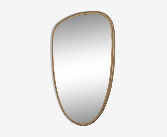 Miroir vintage 1960 rétroviseur asymétrique forme libre - 40 x 26 cm