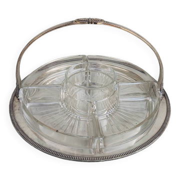 Plat à crudités en argent et verre