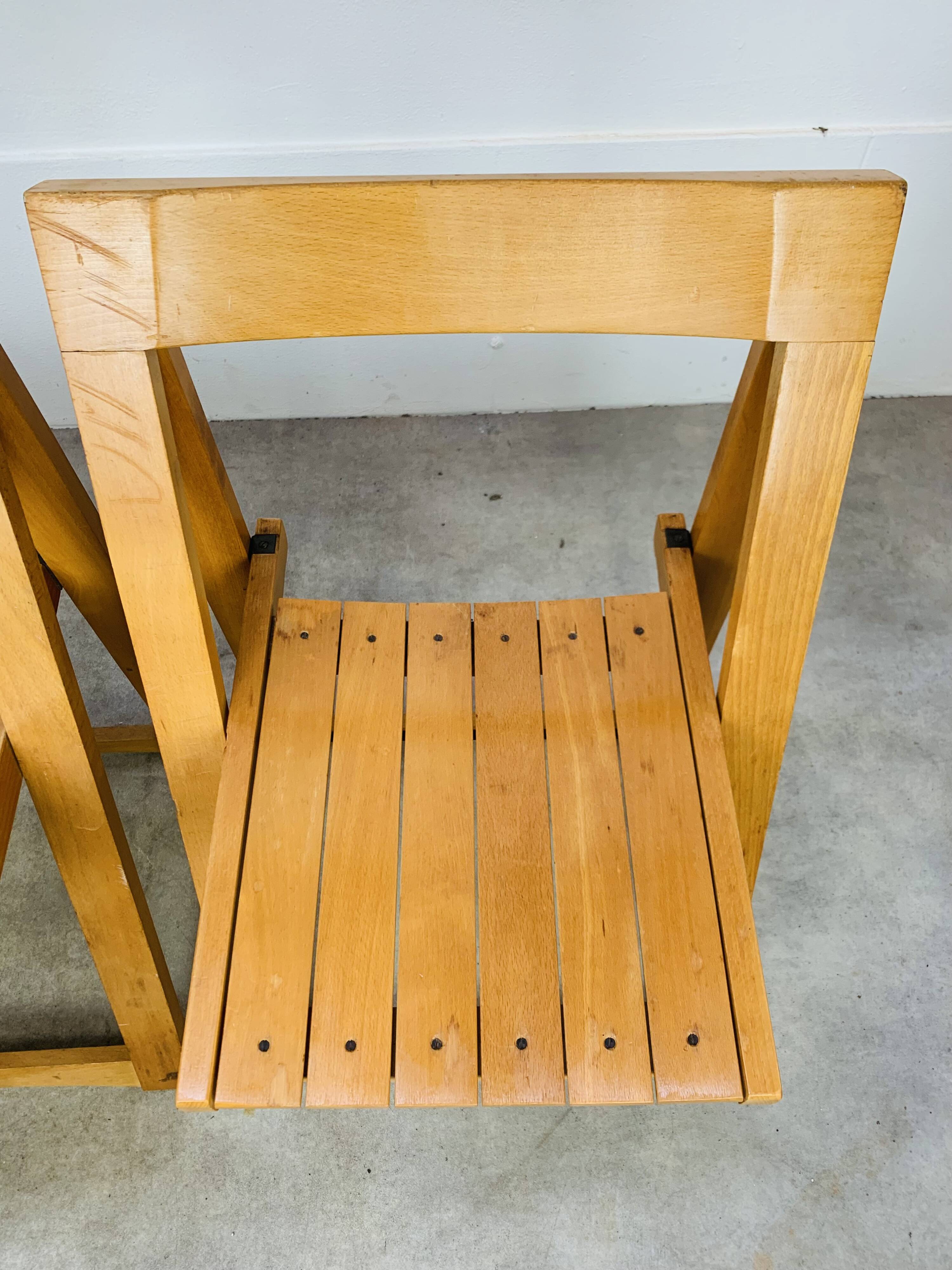 Paire de chaises pliantes par Aldo Jacober, bois, années 60
