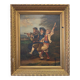 Oil on canvas 19th century – genre scene with musicians in costume