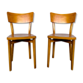 Paire de chaises en bois troquet bistrot brasserie bohème vintage 1950 ancien