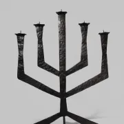 Brutalist Hammered Texture Metal Candelabrum
