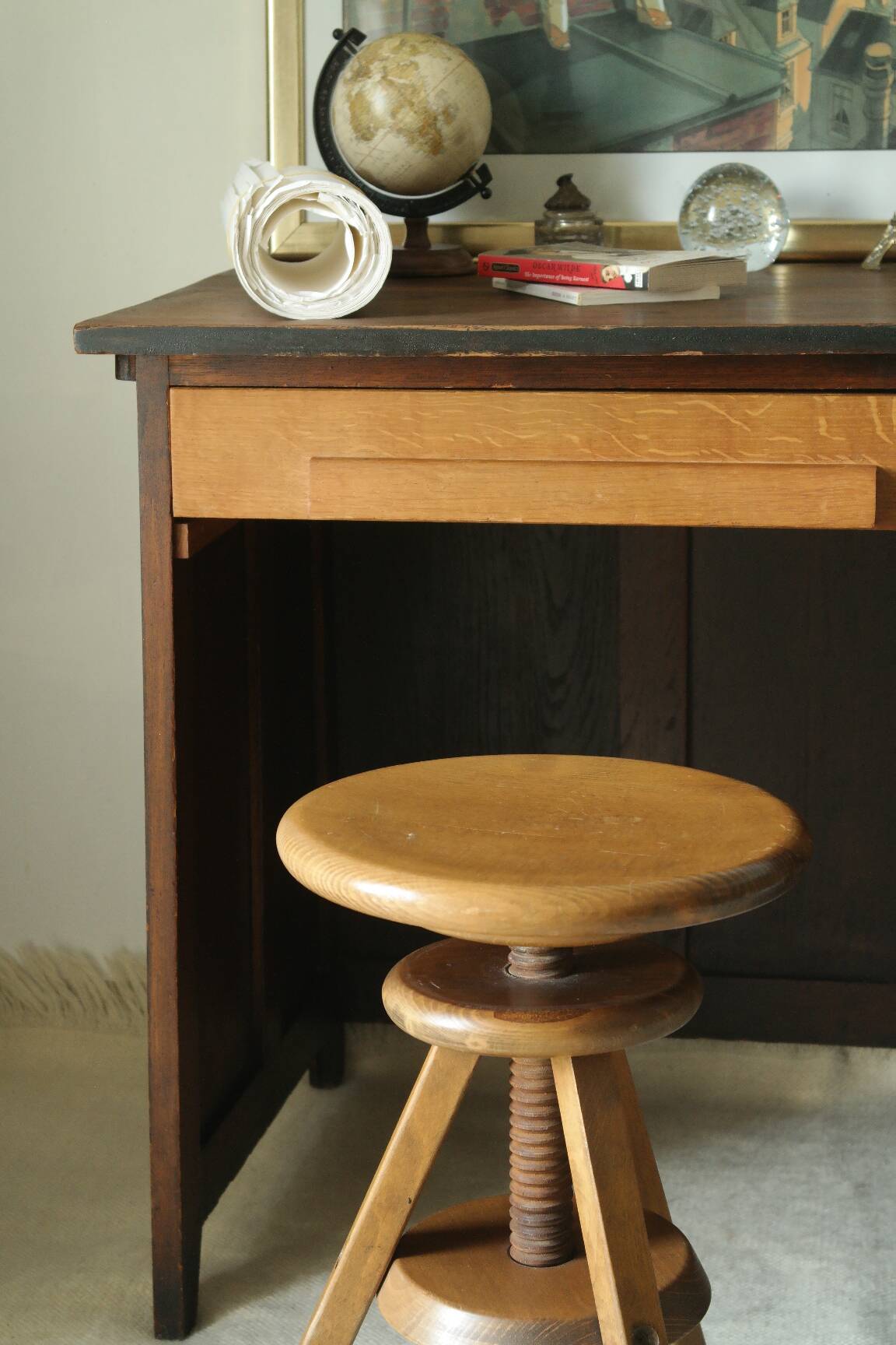 Vintage oak pedestal desk