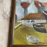 Oil on paper, glass frame