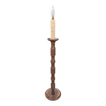 Art Deco turned wood floor lamp