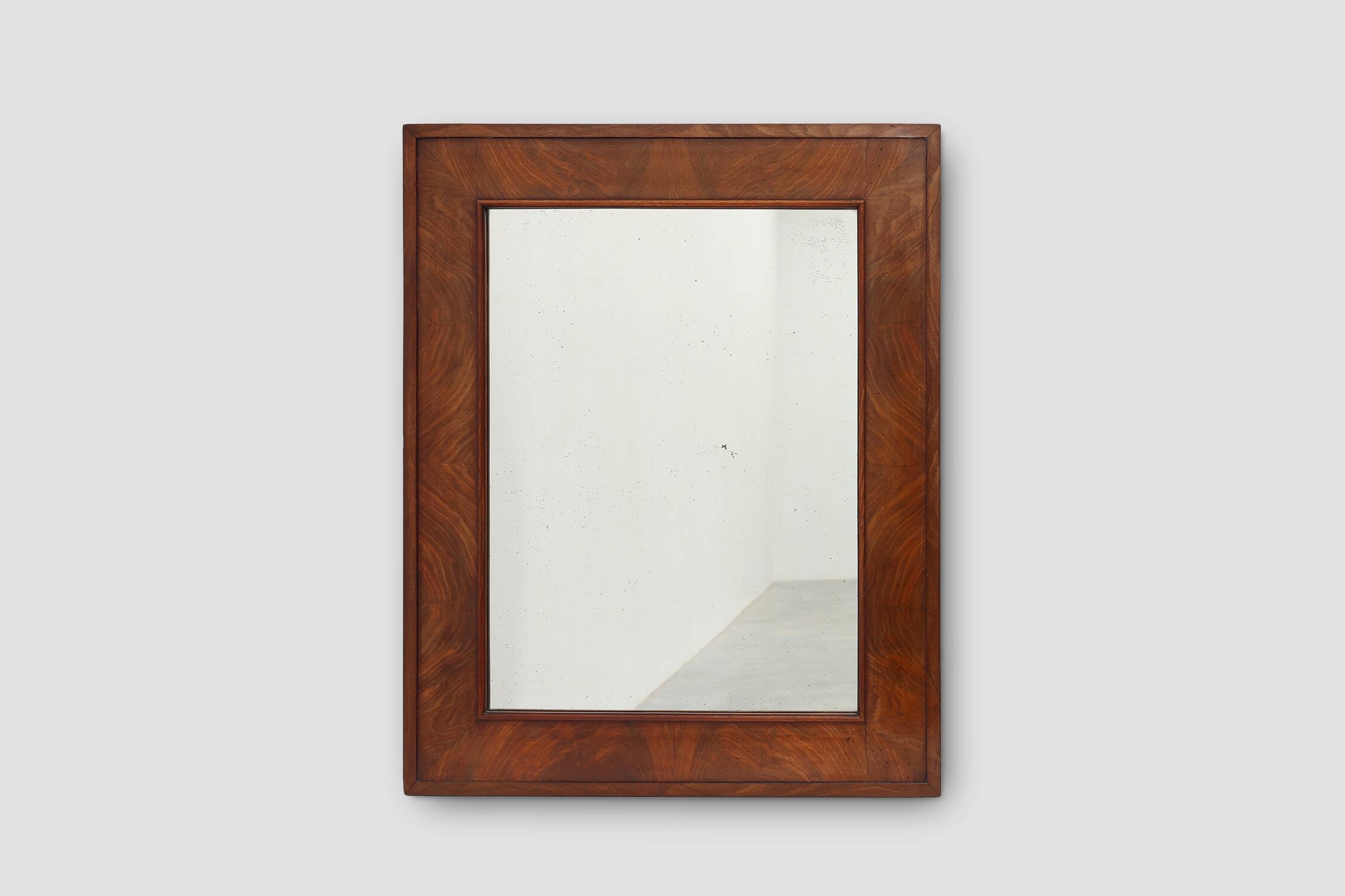 Antique rectangular walnut wall mirror, France ca. 1880