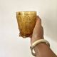 Glasses and ice bucket baroque style amber glass Italy 70s