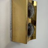 Vintage wall light in brass and bubbled glass, France, 1950.