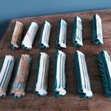 Emerald green braided slip trivet and bottle holder, knife holder