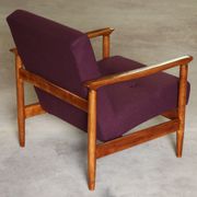 Oryginał wood armchair design by E. Homa 142 aubergine wool vintage chair modern