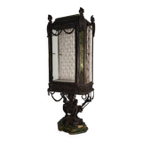 Continental Louis XIV-style cast zinc & green marble curio cabinet – early 20th century