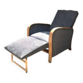 Art Deco moustache armchair from the 1930s with footrest
