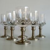 Series of six crystal wine glass with tin foot 9'° 160 ml