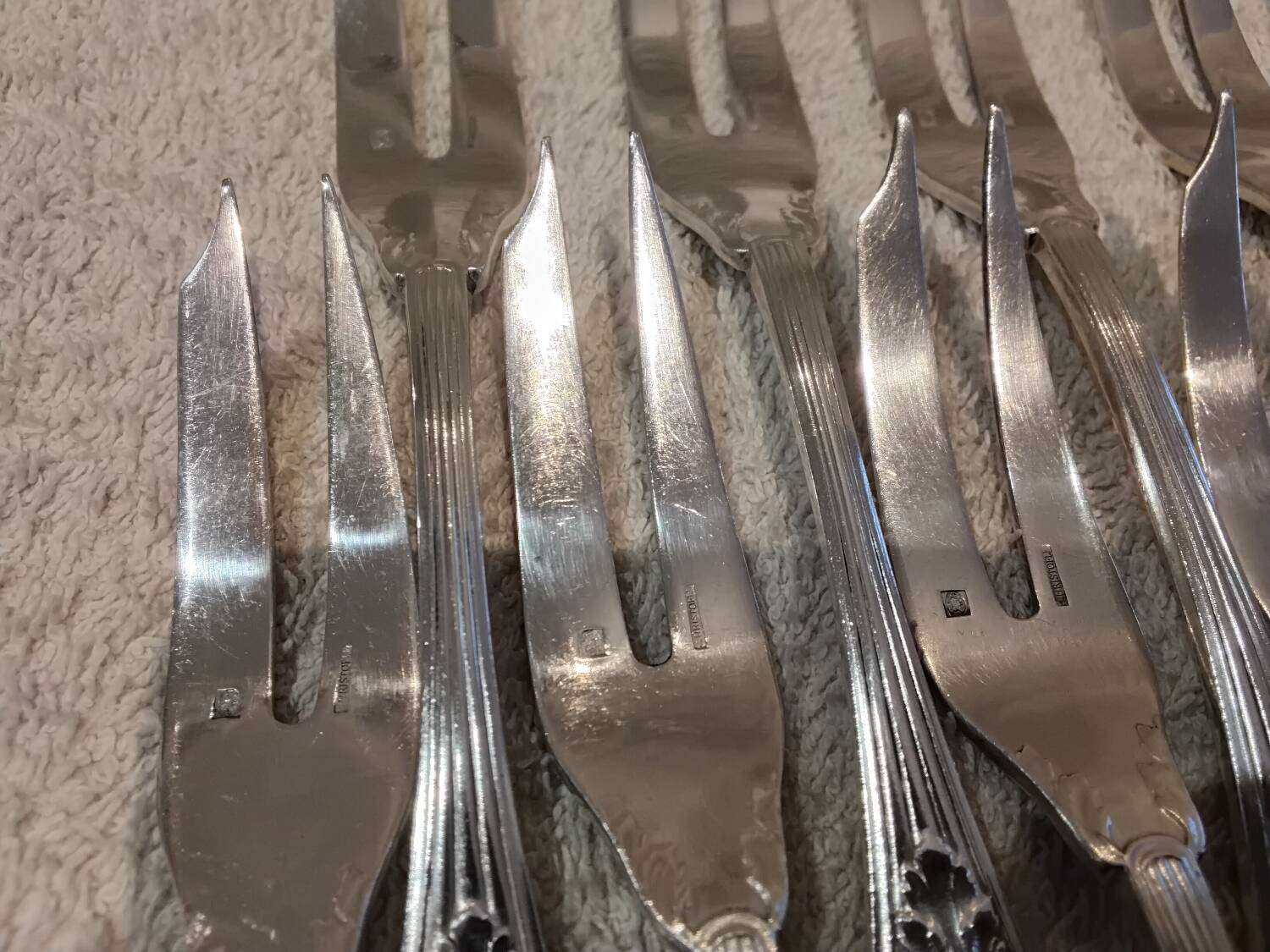 12 silver-plated cake forks with 2 prongs by Christofle Trianon LXVI