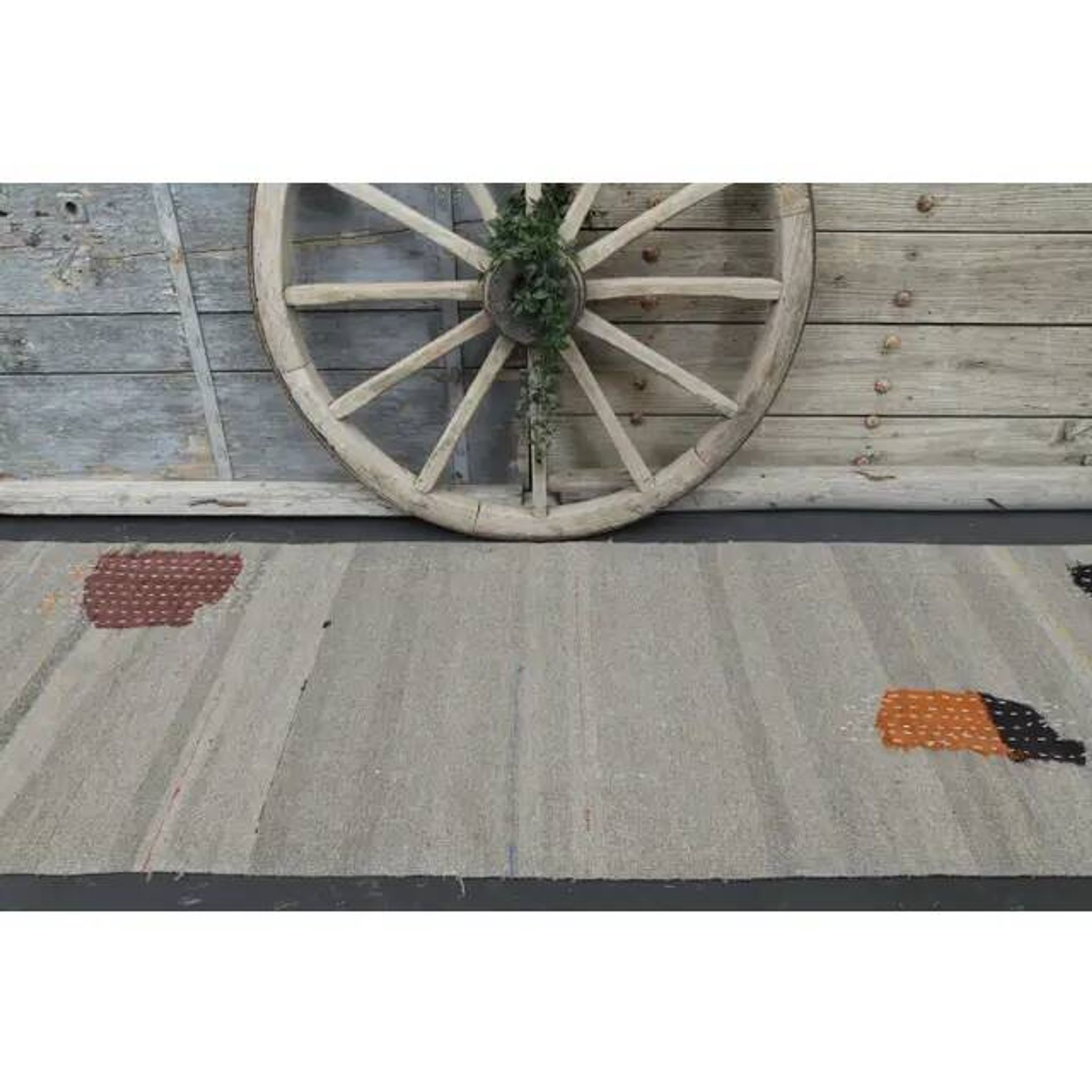 1970s Vintage Turkish Oushak Handmade Wool Cotton Gray Runner Rug 86x332